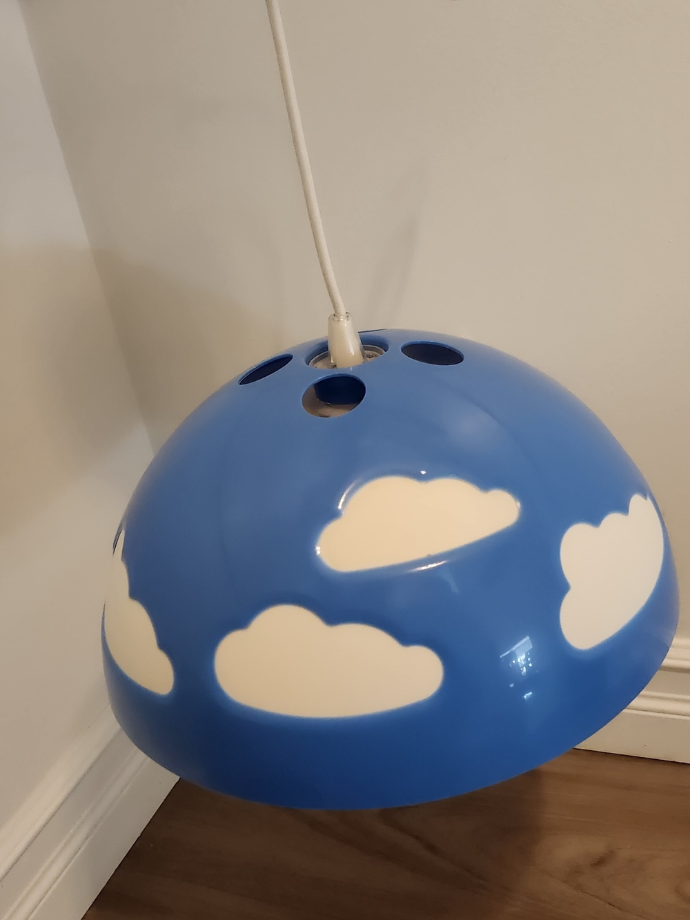 Vintage IKEA Skojig Blue and White Cloud Pendant Lamp